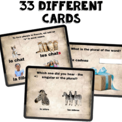 French Boom Cards to practice French plurals - le/la/l' to les