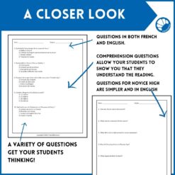 Terry Fox French reading comprehension activity print & digital