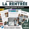 French back to school reading activity