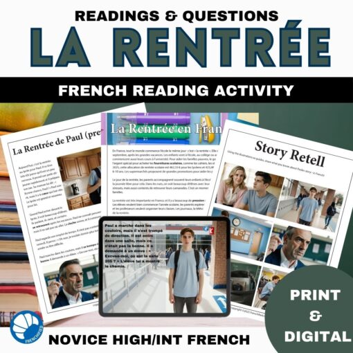 French back to school reading activity