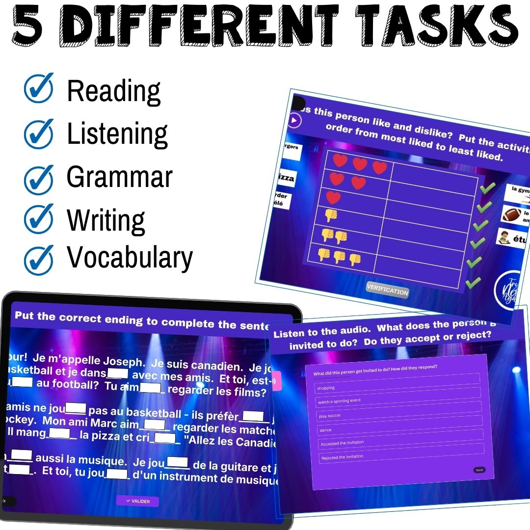 French invitations, likes/dislikes, ER verbs - Novice Low Beginning French escape game 4 French invitations, likes/dislikes, ER verbs - Novice Low Beginning French escape game - Image 4