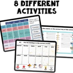 French Boom Cards to practice French calendar - days, months and dates
