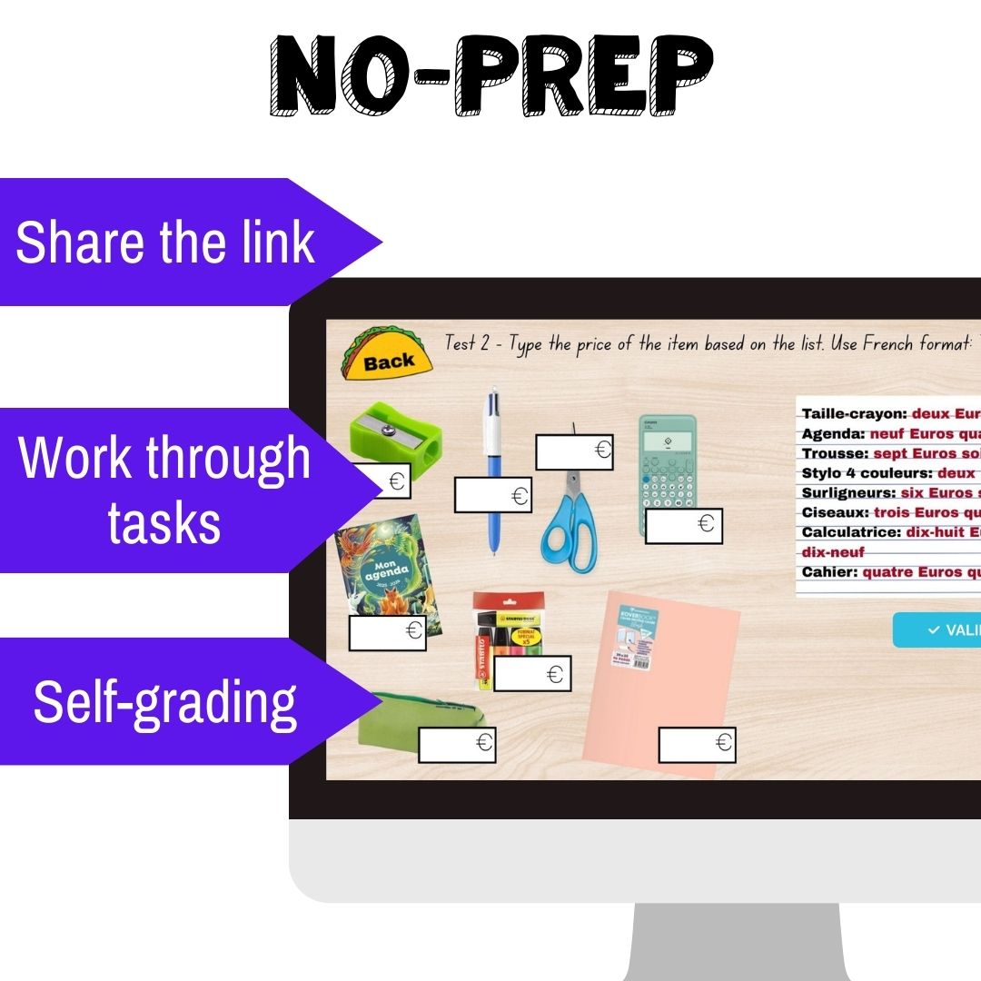 Novice Low Beginning French School escape game - school, telling time, numbers, être 2 Novice Low Beginning French School escape game - school, telling time, numbers, être - Image 2