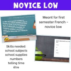 Novice Low Beginning French School escape game - school, telling time, numbers, être 8 Novice Low Beginning French School escape game - school, telling time, numbers, être