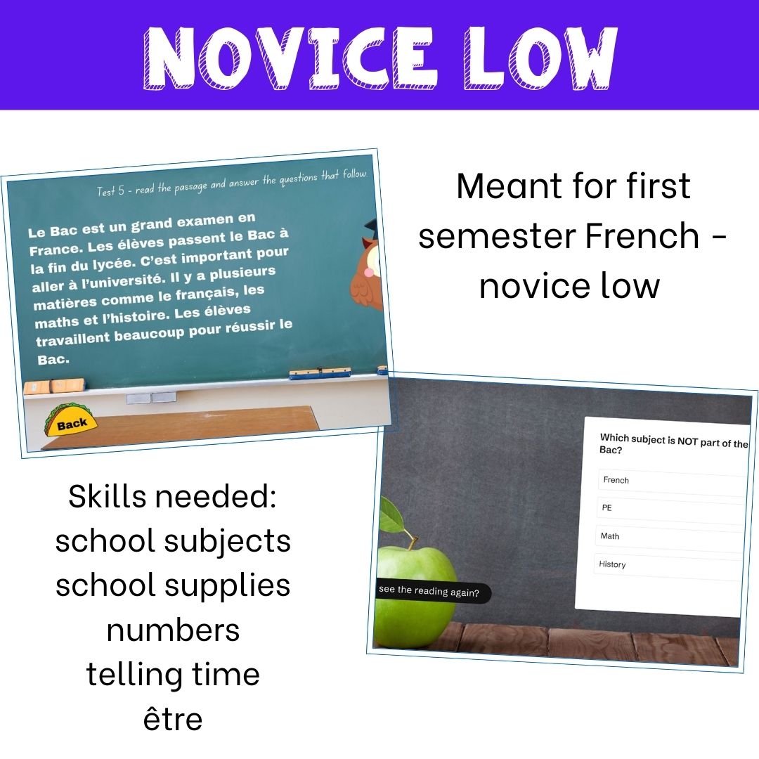 Novice Low Beginning French School escape game - school, telling time, numbers, être 4 Novice Low Beginning French School escape game - school, telling time, numbers, être - Image 4