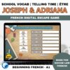 Novice Low Beginning French School escape game - school, telling time, numbers, être 11 French school digital escape game