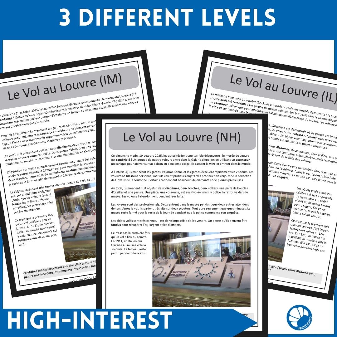 Louvre theft - French reading about jewelry heist - three different versions 4 Louvre theft - French reading about jewelry heist - three different versions - Image 4