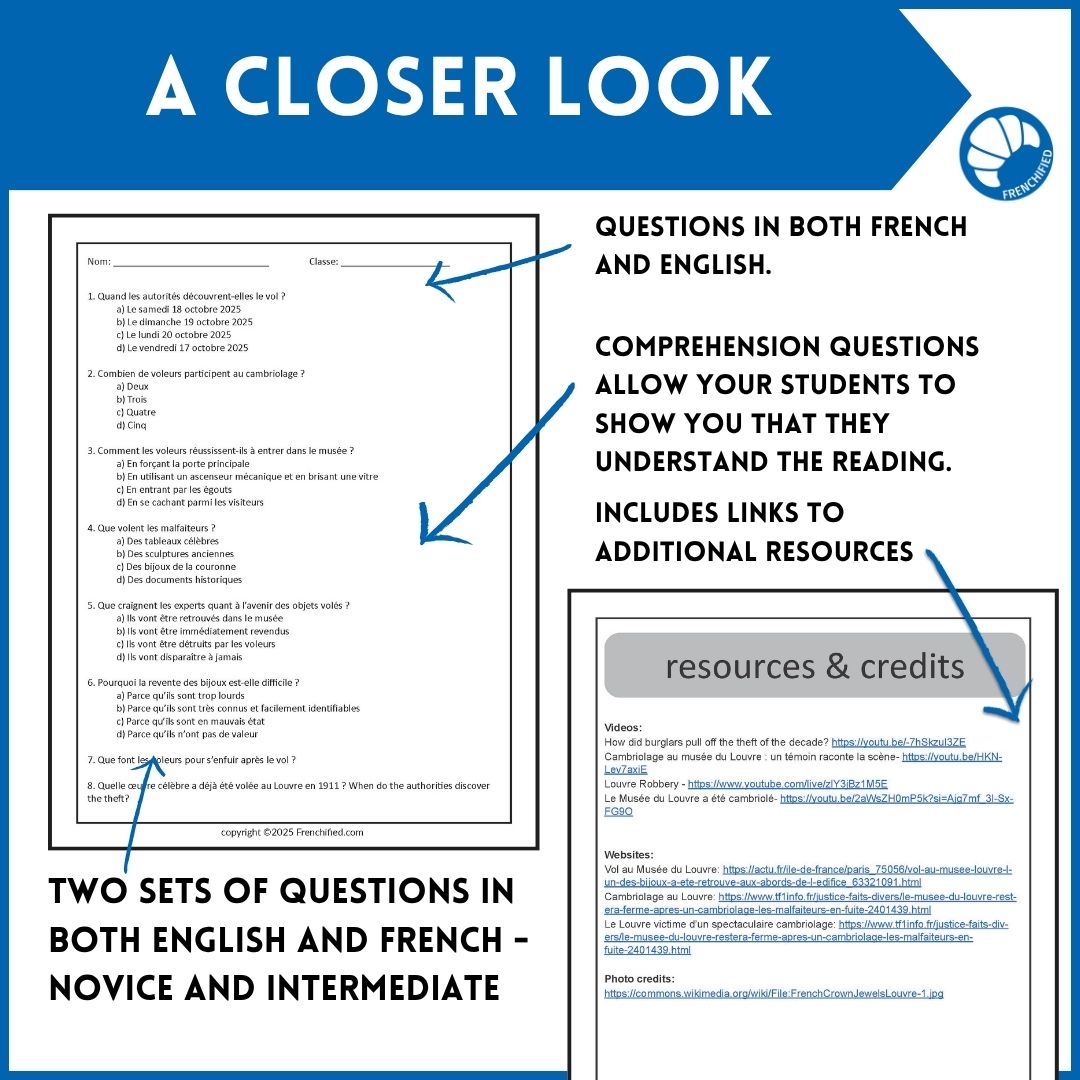 Louvre theft - French reading about jewelry heist - three different versions 5 Louvre theft - French reading about jewelry heist - three different versions - Image 5