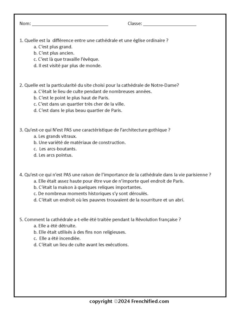 6 Paris Monuments - French reading comprehension