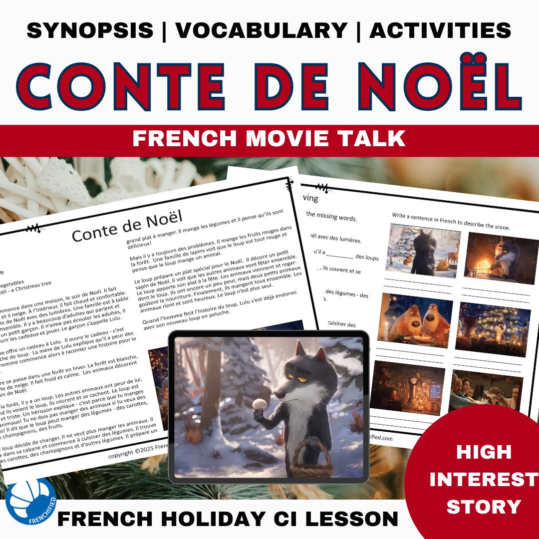 Conte de Noël Beginning French Christmas movie talk script and activities 1 French Christmas Conte de Noel