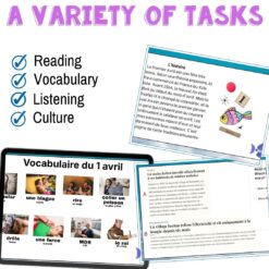 French April Fool's Day digital escape game in French - reading, vocab, listening