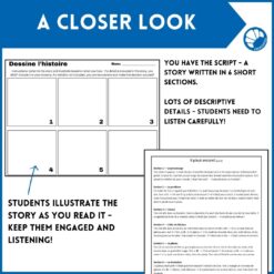 French Spring listen and draw activities listening comprehension activity