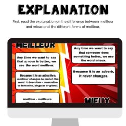 French Boom Cards to practice meilleur and mieux adverb and adjectives