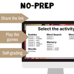 French clothing vocabulary activity practice games 6 different activities