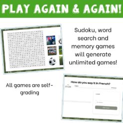 French soccer vocabulary activity practice games 6 different activities