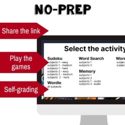 Alternative view of French school subjects vocabulary activity practice games matières scolaires