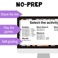 Alternative view of French physical descriptions vocabulary activity practice games