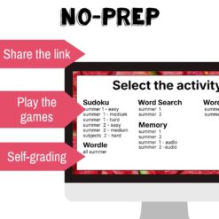 Alternative view of French summer vocabulary activity practice games l'été
