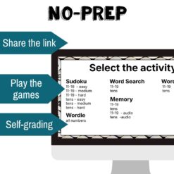 Alternative view of French numbers tens and teens vocabulary activity practice games