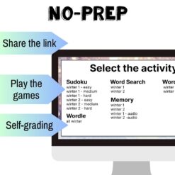 Alternative view of French winter vocabulary activity practice games l'hiver