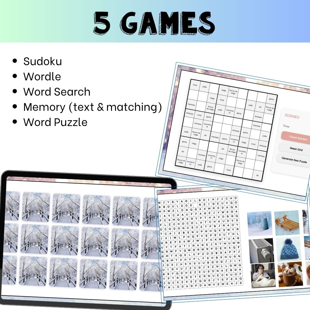 French winter vocabulary activity practice games l'hiver 3 French winter vocabulary activity practice games l'hiver - Image 3