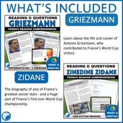 French Soccer activities le football reading comprehension and vocabulary bundle