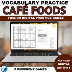 French café foods vocabulary activity practice games 6 different activities
