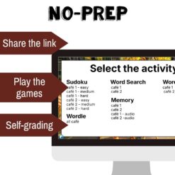 French café foods vocabulary activity practice games 6 different activities