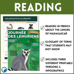 Alternative view of French Reading Comprehension - Lemurs of Madagascar - 3 Differentiated Levels